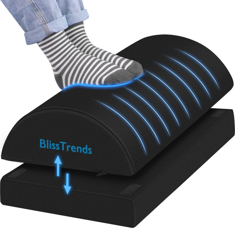BlissTrends Foot Rest for Under Desk at Work-Versatile Foot Stool with Washable Cover-Comfortable Footrest with 2 Adjustable Heights for Car Home and Office to Relieve Back Lumbar Knee Pain-Black Long - Image 1